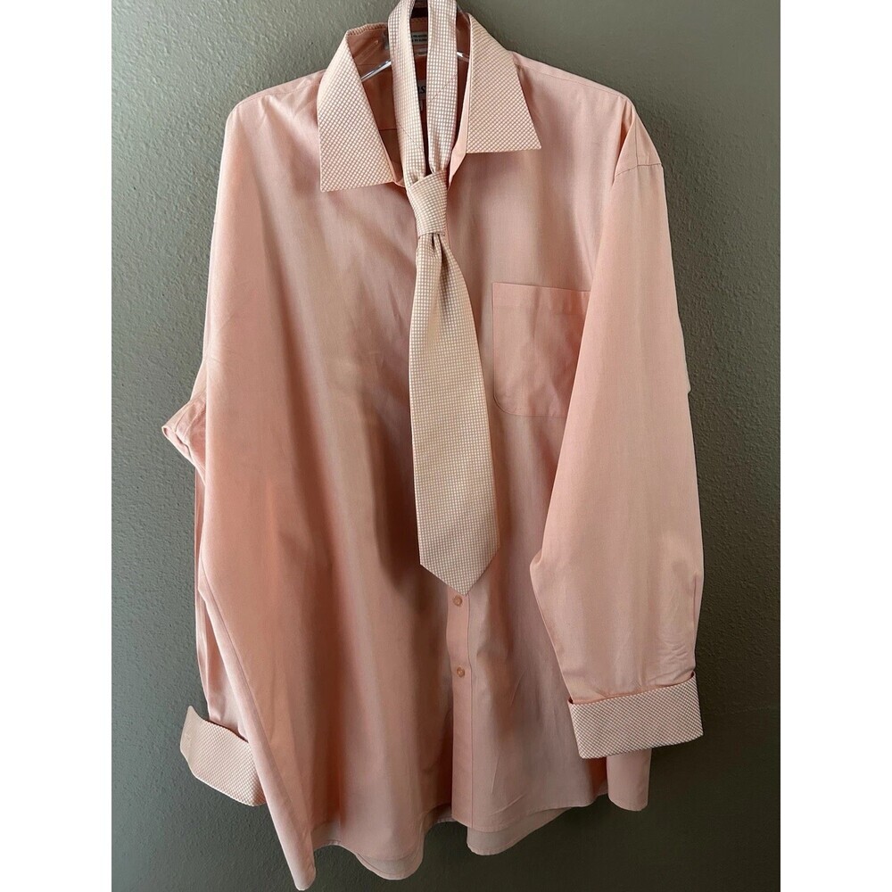 Lucasini Shirt 3XL Light Orange W/ Matching Neck.Sz 19 Collar & Sleeve Print